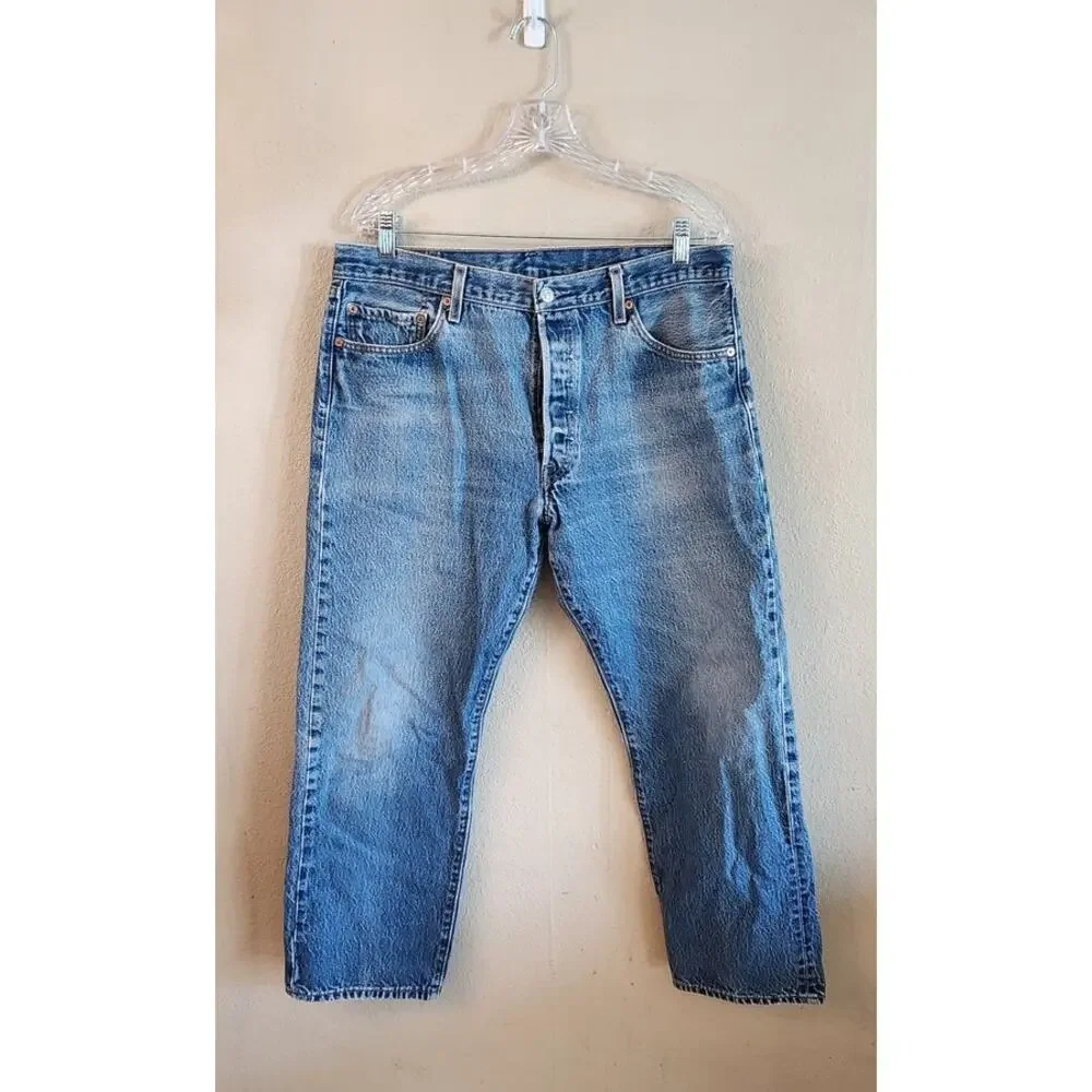 Levis 501 XX Jeans Mens 38x32 Light Wash Denim Button Fly - Picture 8 of 12